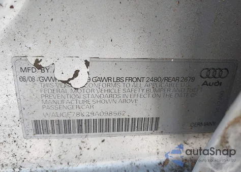 2009 Audi A4 2.0T Avant из США, поврежденный, VIN WAUGF78K29A098562